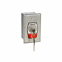 HBFSX Exterior OPEN-CLOSE Key Switch with Stop Button in Single Gang Back Box Flush Mount OPEN-CLOSE with Center Return Key Switch with Stop Button, Mortise Cylinder, Stainless Steel Faceplate, Faceplate: H= 4-1/2